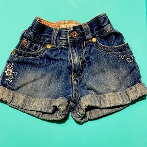 Vintage OshKosh 12M denim shorts with flower embroidery
